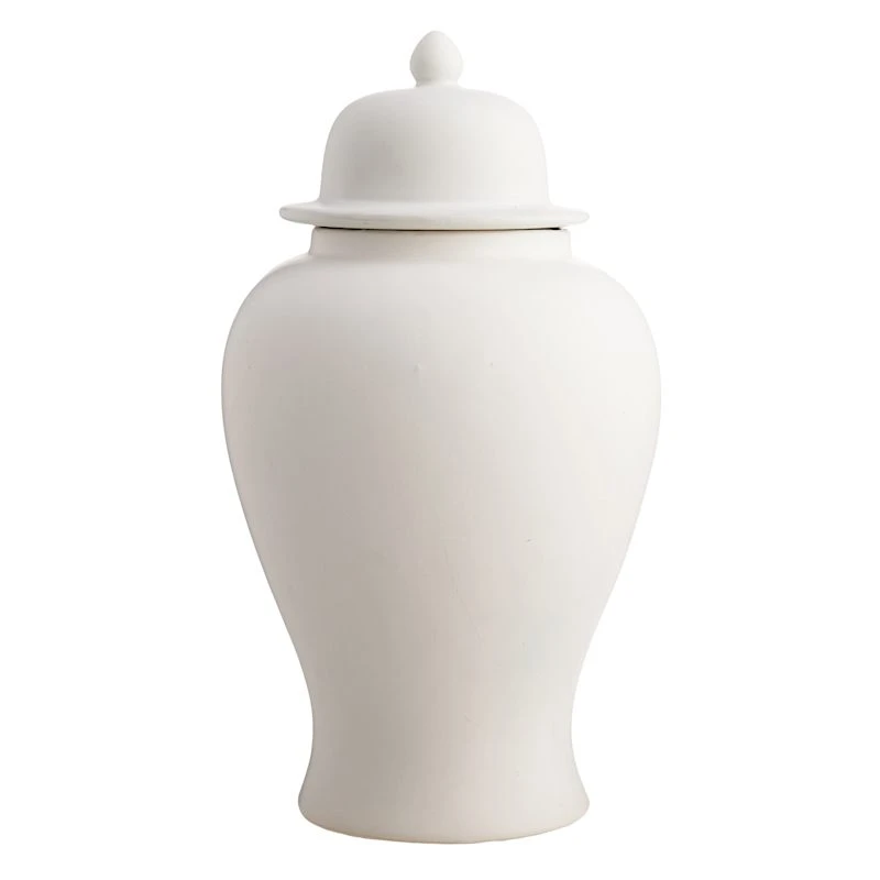 Matte White Ceramic Jar, 15" 3 Matte White Ceramic Jar, 15"
