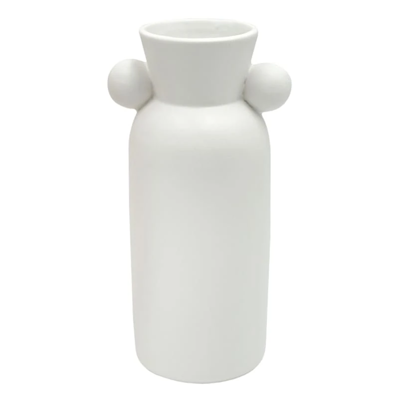Matte White Ceramic Vase, 7.5" 3 Matte White Ceramic Vase, 7.5"
