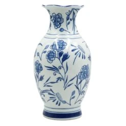 Providence Blue & White Floral Ceramic Vase, 12"