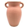 Ribbed Natural Ceramic Vase With Handles, 8" -Best Decoration Store ribbed natural ceramic vase with handles 8