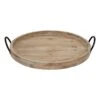Round Wooden Tray With Metal Handles, 19.5" -Best Decoration Store round wooden tray with metal handles 19.5
