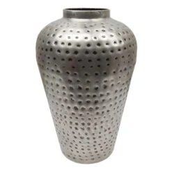 Silver Metal Vase, 15.5"