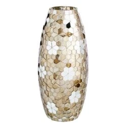 Silver Mosaic Glass Vase, 12"