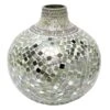 Silver Mosaic Glass Vase, 8" -Best Decoration Store silver mosaic glass vase 8