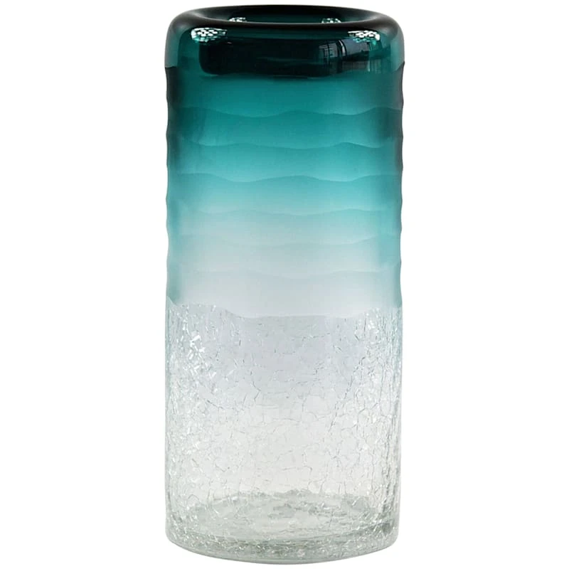 Teal Ombre Glass Vase, 12" 3 Teal Ombre Glass Vase, 12"