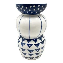 Tracey Boyd Blue Printed Ceramic Vase, 11"