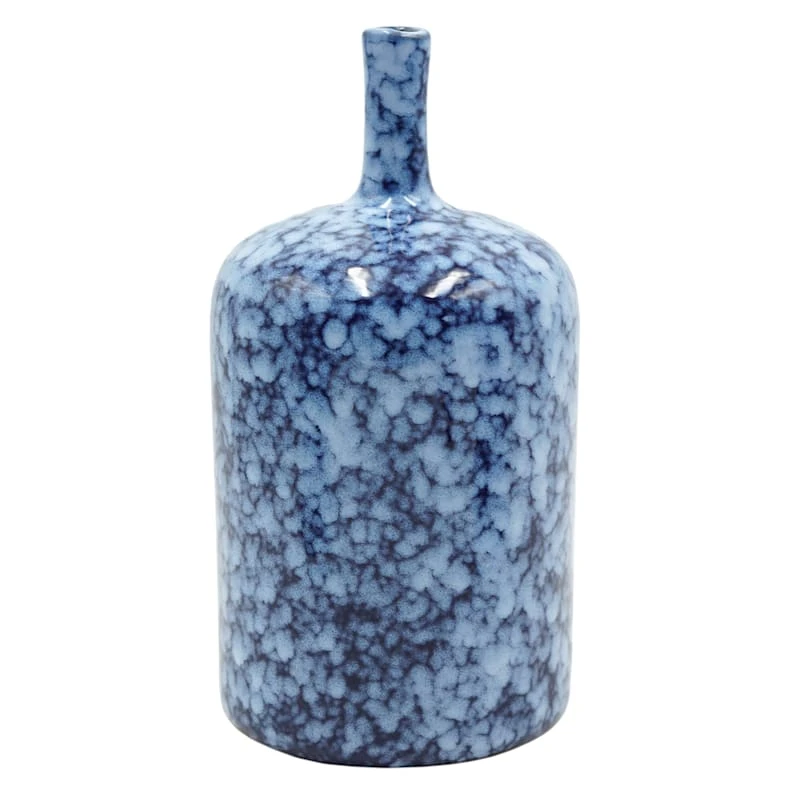Tracey Boyd Blue Splatter Ceramic Vase, 9.5" 3 Tracey Boyd Blue Splatter Ceramic Vase, 9.5"