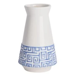 Tracey Boyd Blue & White Patterned Vase, 7"