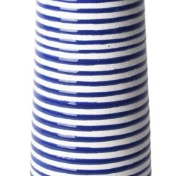 Tracey Boyd Blue & White Tapered Striped Ceramic Vase, 12" -Best Decoration Store tracey boyd blue white tapered striped ceramic vase 12 1