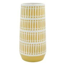 Tracey Boyd Yellow Patterned Ceramic Vase, 10"