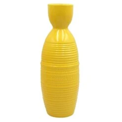 Tracey Boyd Yellow Ribbed Ceramic Vase, 13"