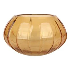 Ty Pennington Amber Ribbed Glass Vase, 4"