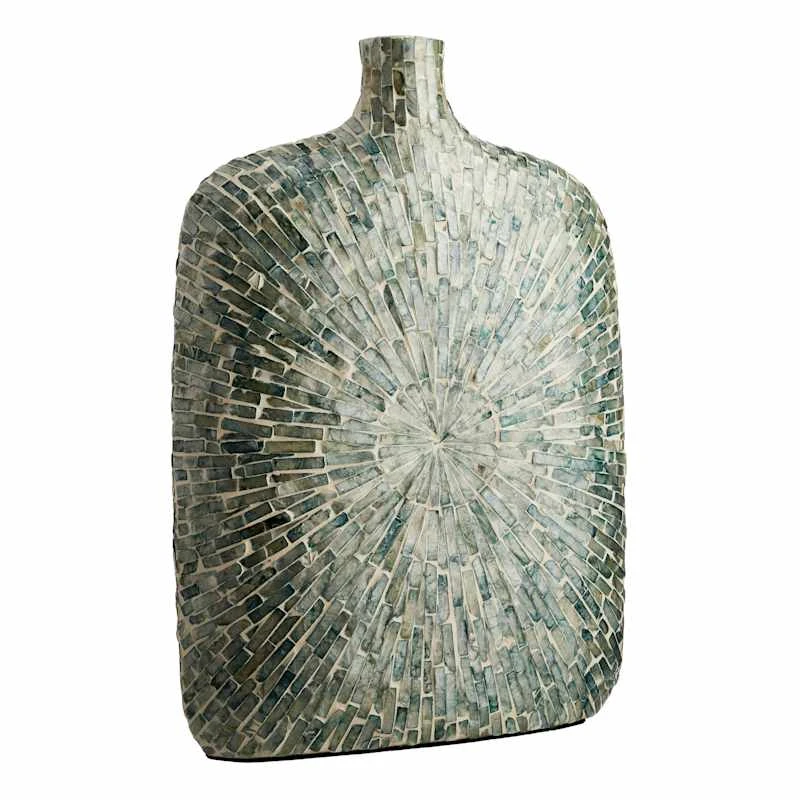Ty Pennington Blue Capiz Mosaic Bottle Vase, 19x13 3 Ty Pennington Blue Capiz Mosaic Bottle Vase, 19x13