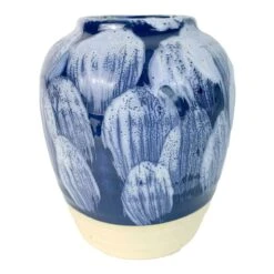 Ty Pennington Blue Splash Ceramic Vase, 6.5"