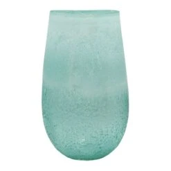 Ty Pennington Frosted Aqua Glass Vase, 12"