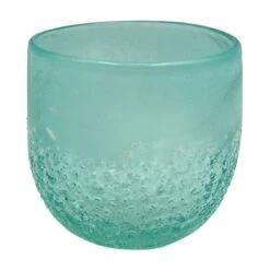 Ty Pennington Frosted Aqua Glass Vase, 4"