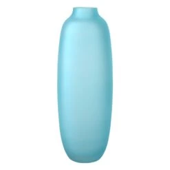 Ty Pennington Frosted Light Blue Glass Vase, 14"