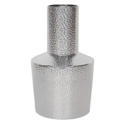 Ty Pennington Silver Hammered Metal Long Neck Vase, 12"