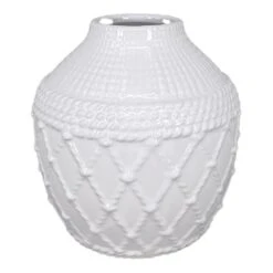 Ty Pennington White Ceramic Rope Vase, 6"