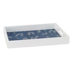 White & Blue Printed Tray, 15x9