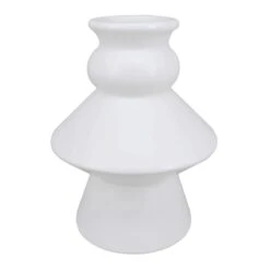 White Ceramic Vase, 9.7"