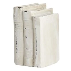 White Stacked Books, 8"
