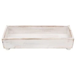 White Wood Tray, 19x7