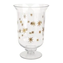Willow Crossley Gold Etched Star Glass Vase, 8.7"