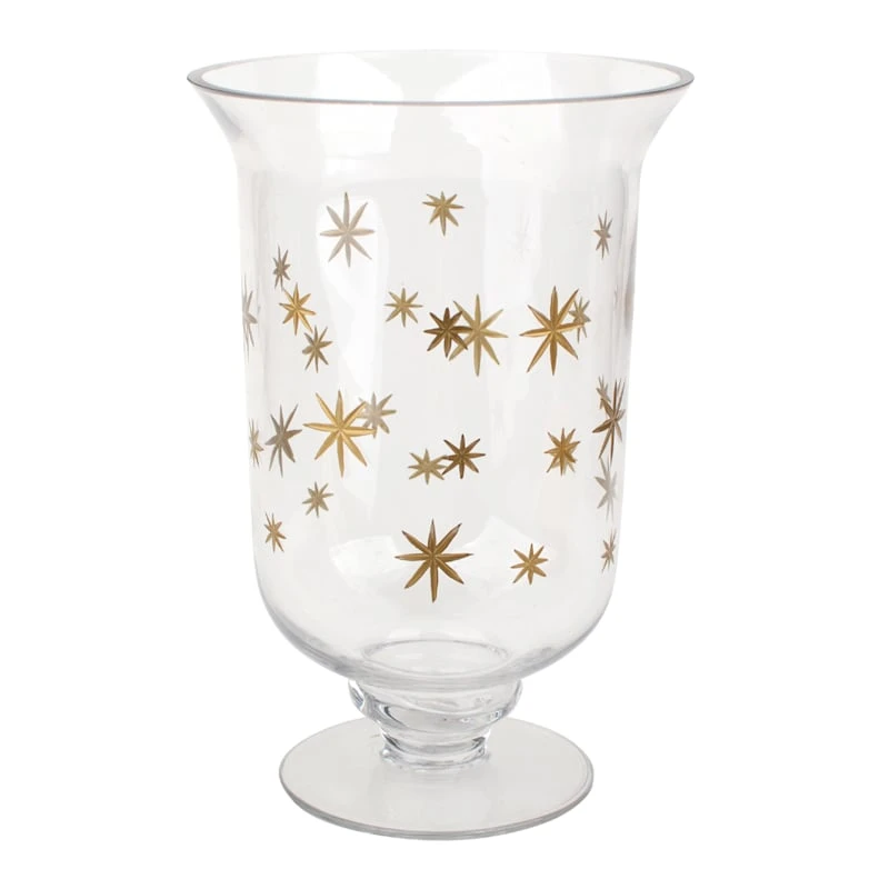 Willow Crossley Gold Etched Star Glass Vase, 8.7" 3 Willow Crossley Gold Etched Star Glass Vase, 8.7"