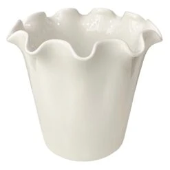 Willow Crossley White Pie Crust Edge Ceramic Vase, 10"